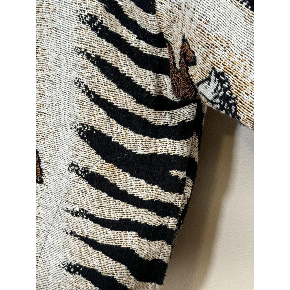 Vintage Sugar Street Women M Cotton‎ Weavers Animal Print Safari Tapestry Jacket